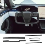 Model X S Dashboard Front Door Trim Cover Real Carbon Fiber Center Console Panel Tesla Interior