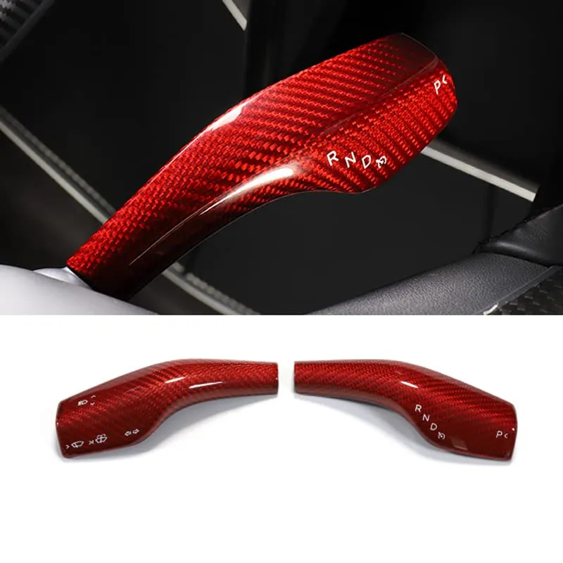 imgi_258_51KLm42dddL Refinedcarbon Model Y Model 3 Carbon Fiber Column Gear Shift Cover Tesla Steering Lever Cover Real Carbon Fiber - Image 1