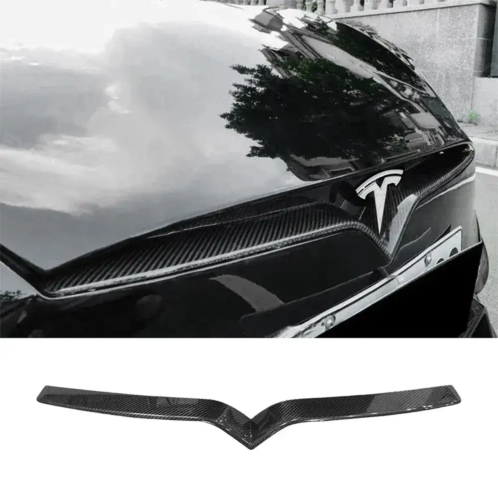 imgi_264_6_e4e96118-2404-40df-8fb1-8f17f1bc1a91 Model S/X Front End Inlay Real Carbon Fiber Decorative V Trim Strip Panel for Tesla - Image 1