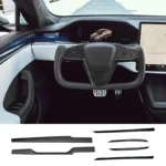 Model X S Dashboard Front Door Trim Cover Real Carbon Fiber Center Console Panel Tesla Interior - Image 2