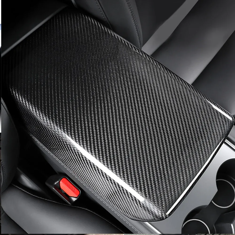 imgi_8_lQLPJxbfXropIFvNA-jNA-iwzzbWVcf51b0DbwkeMwD0AA_1000_1000 Refinedcarbon Tesla Central Control armrest Box Cover Real Carbon Fiber For Model 3 Y - Image 1